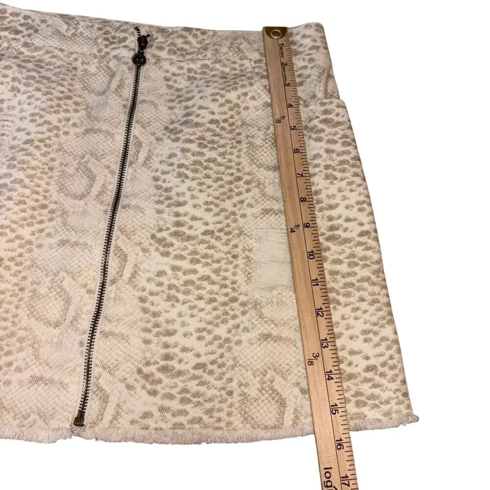 Snakeskin Print Full Zip Mini Skirt Cream Gray Size Large Animal Print She + Sky